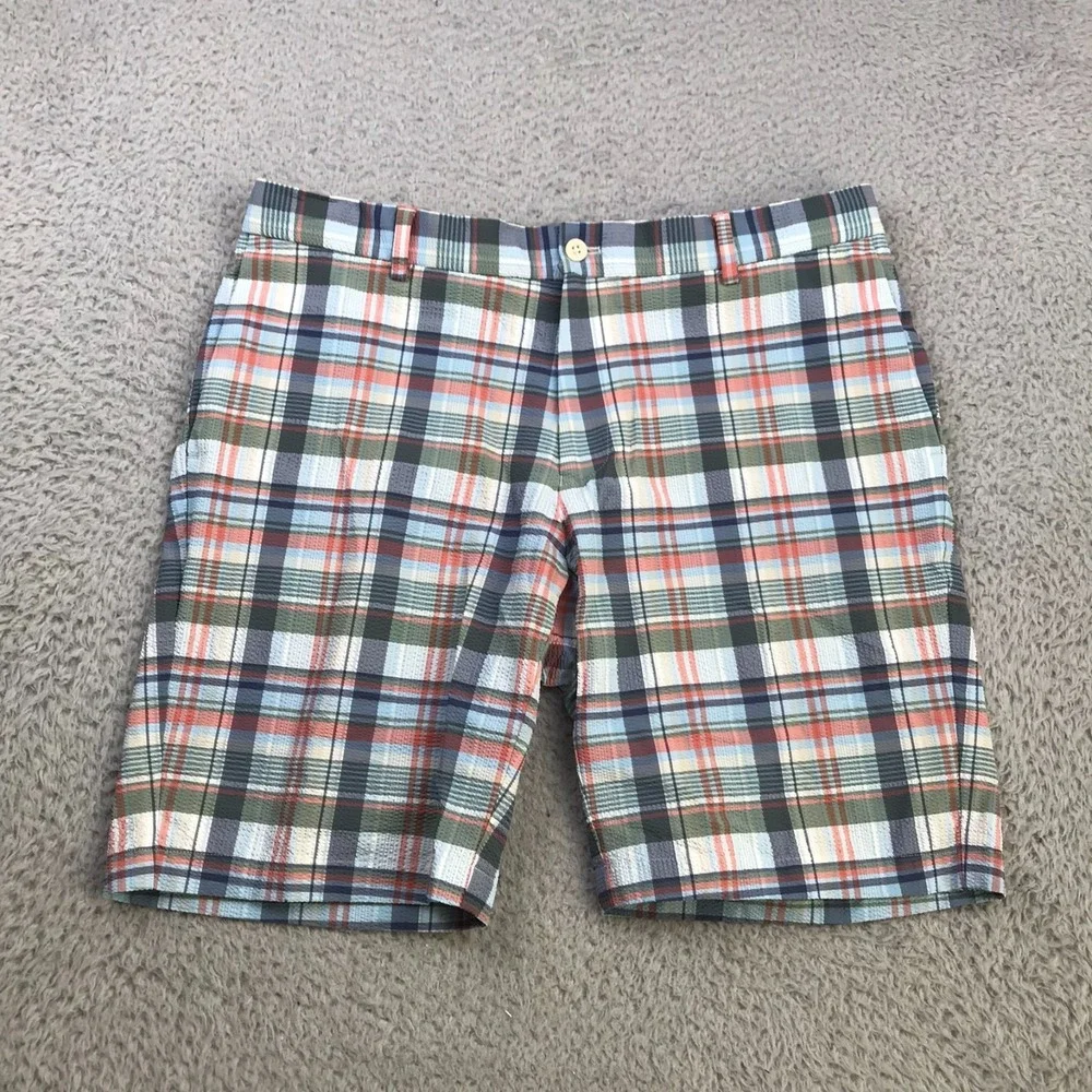 Peter Millar Crown Crafted Shorts Mens 34 Multi Plaid Seersucker 8